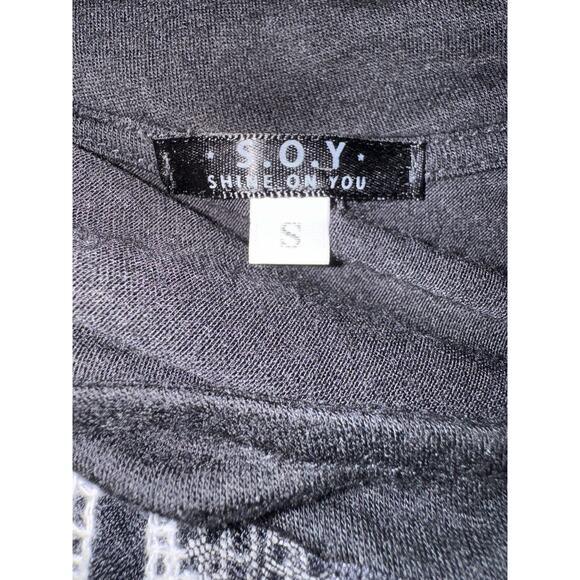 Edgy Girly Goth Black Embroidered Skull Tee Lace Punk Rock Grunge Sz Small Top - Picture 5 of 5